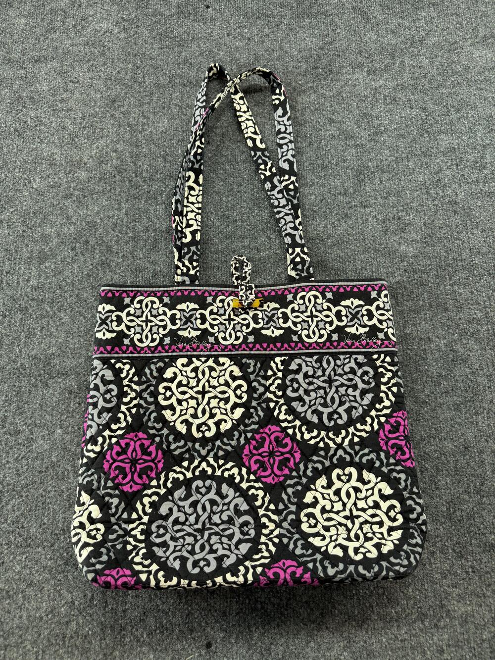 Vera Bradley Tote Bag Womens Large Multicolor Damask Quilted Shoulder Toggle